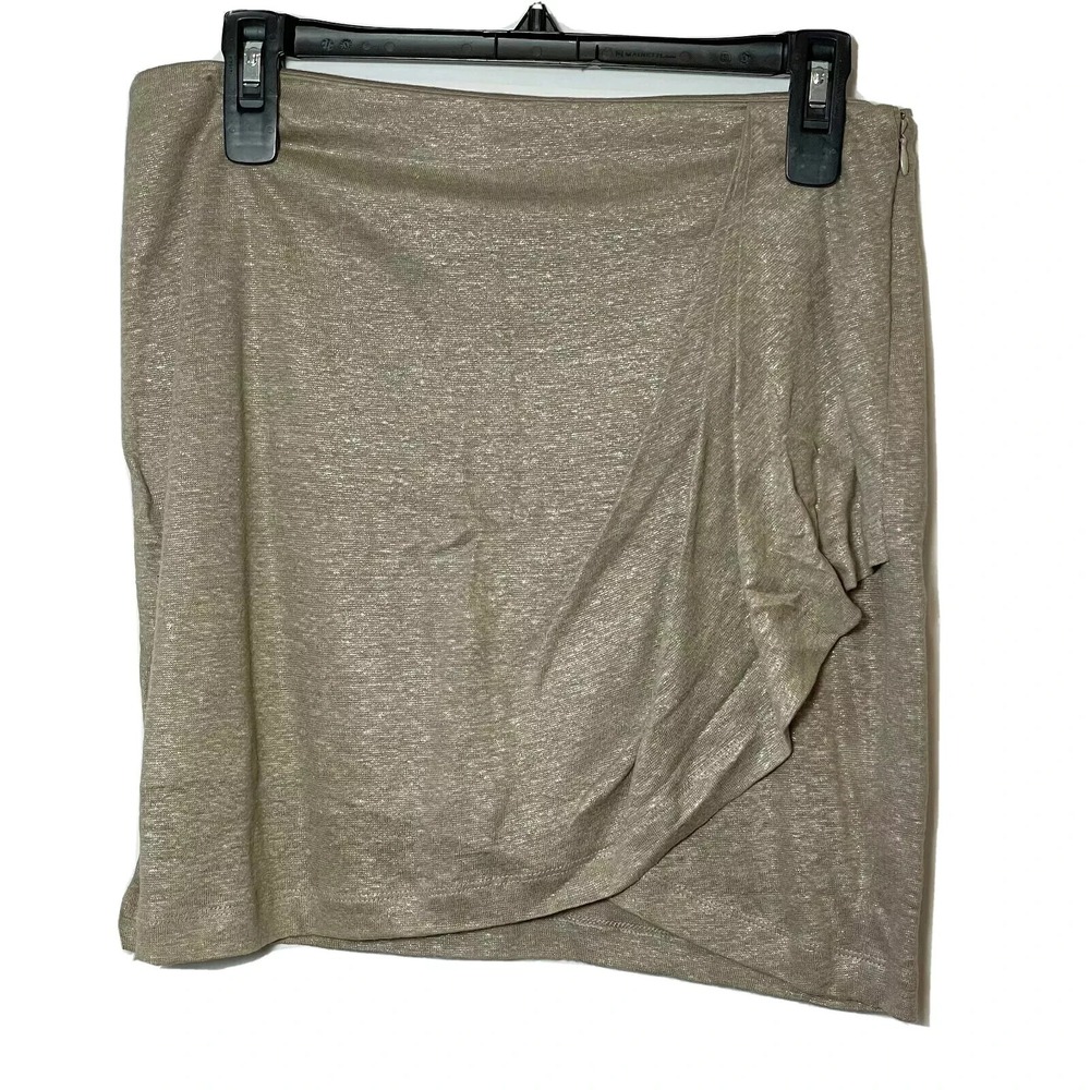 Robert Rodriguez Metallic Linen Mini Skirt Womens Size 4‎ Beige Gold Knit Y2K
